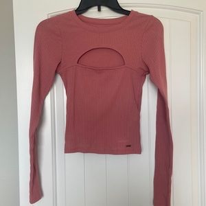 Medium (fits like a small) Hollister long sleeve light pink crop
